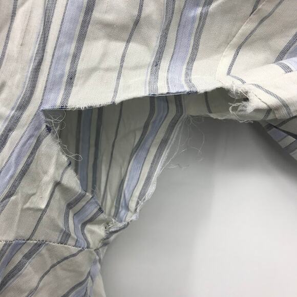 Co High Low Dress L Stripe V-Neck Short Sleeve Pocket Linen Blend Relaxed Maxi - Picture 5 of 7